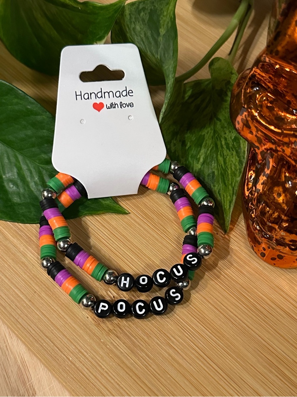 🧙‍♀️Hocus Pocus 2-PC Stretchy Beaded Bracelet Set | Handmade | Halloween Stack